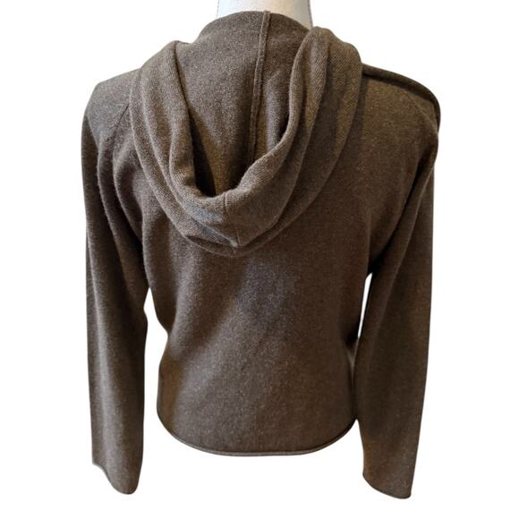 Sundance Cashmere Hooded Cardigan Sweater Mocha Brown M - Picture 5 of 7